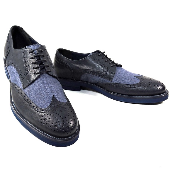 RENZO MERCURI 🇮🇹 MEN'S NAVY BLUELEATHER COMFORT FASHION OXFORD SHOES